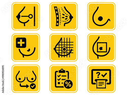 Breast Cancer Screening Icons.