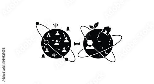 eco friendly versus pollution earth icons