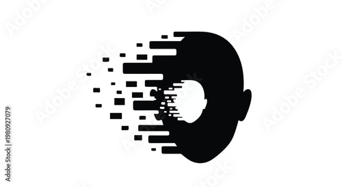 Glitch effect on a man's head silhouette