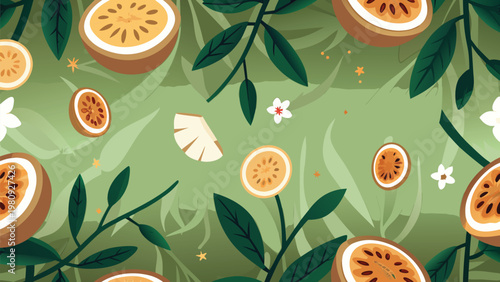 Bild auf Leinwand Seamless Modern Decorative Fruit Pattern Scene ve