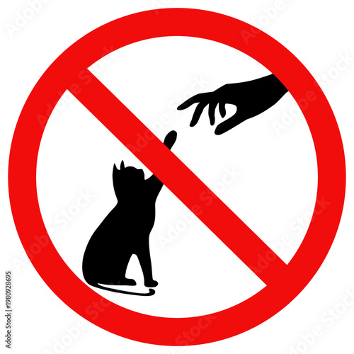 Do not touch the cat sign. Flat style vector illustration editable design.