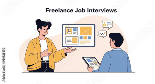 Freelance Job Interviews: Digital Meeting, Remote Work, Online Collaboration
