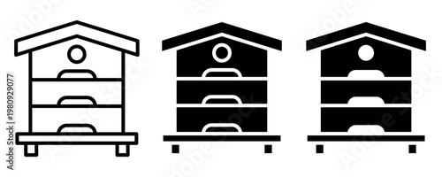 Beekeeping and Honey icon set label, logo, badge, sticker, sign, symbol, banner, line, flat vector, isolated illustration. Nest, bee, beehive, honeycomb, honey, pollen, jar, hive, spoon, flower icons.