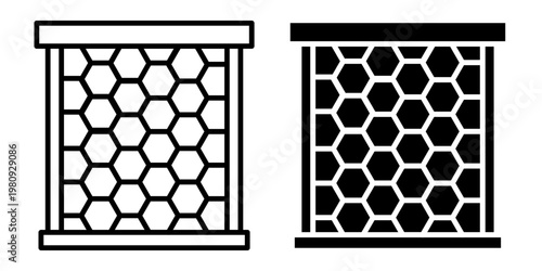 Beekeeping and Honey icon set label, logo, badge, sticker, sign, symbol, banner, line, flat vector, isolated illustration. Nest, bee, beehive, honeycomb, honey, pollen, jar, hive, spoon, flower icons.