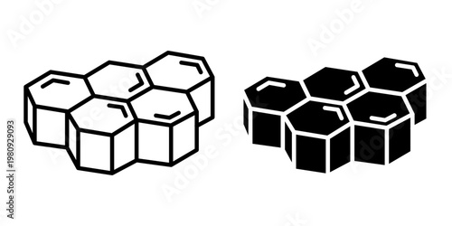 Beekeeping and Honey icon set label, logo, badge, sticker, sign, symbol, banner, line, flat vector, isolated illustration. Nest, bee, beehive, honeycomb, honey, pollen, jar, hive, spoon, flower icons.