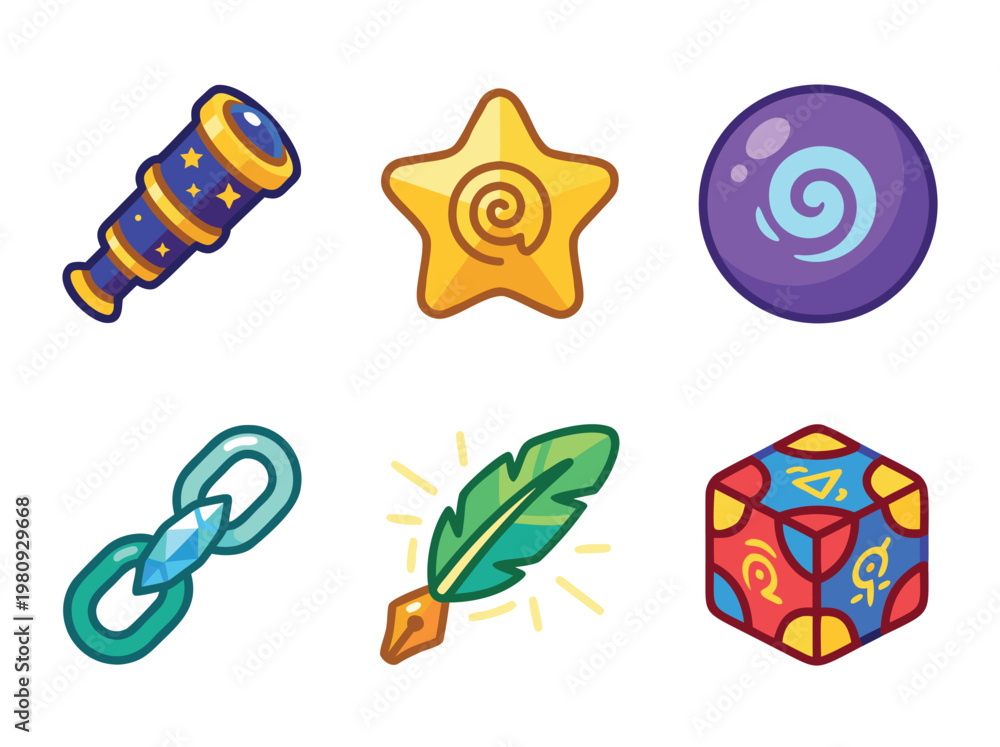 Fototapeta premium Collection of Magical Game Icons.