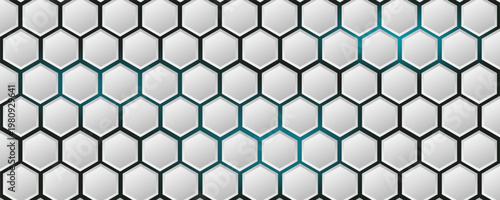 White 3d hexagonal technology vector abstract background. Blue bright energy flashes under hexagon in modern technology futuristic background vector illustration.
