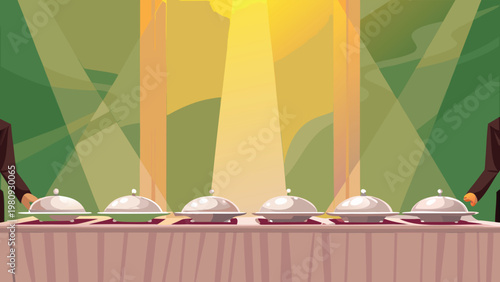 Serving Vip Guests Scene Vector Illustration of c