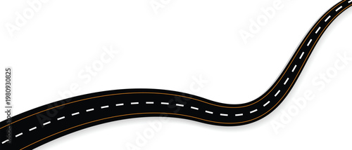 Bending road vector. Seamless asphalt roads template. Highway or roadway background. Road vector. Top view on road map. Curve highway roadway. Vector infographic. Vector illustration.