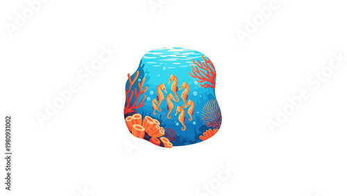 Colorful Fish on Blue Background.