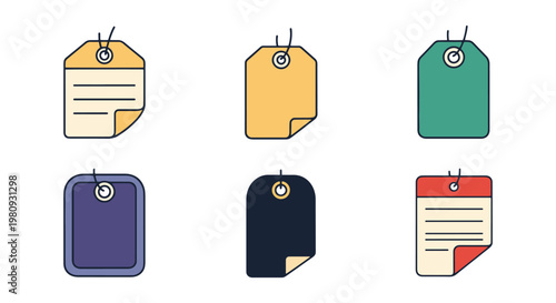 note tag Line art vector set simple abstract design