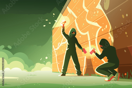 Spray Paint Backstage Scene Vector Illustration o