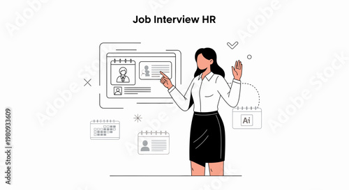 HR manager reviews candidate profile on digital screen for job interview