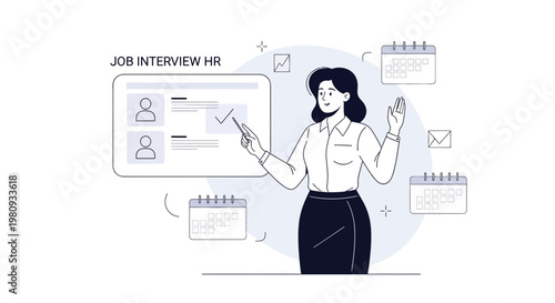HR manager selecting candidate on screen for job interview, planning schedule
