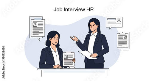 Job Interview HR: Candidate and Recruiter Discussing Resume at Desk