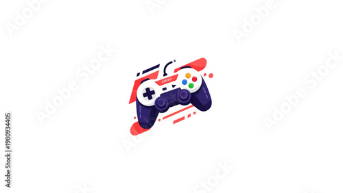 Colorful video game controller closeup.