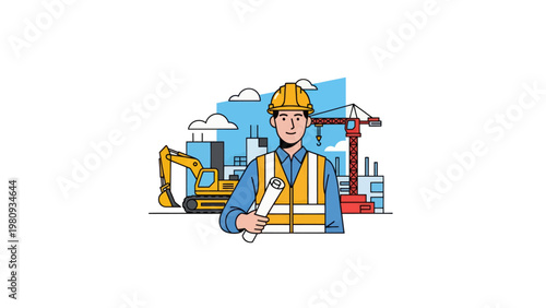 Construction worker in safety gear.
