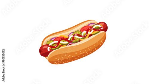 Delicious hot dog with toppings.