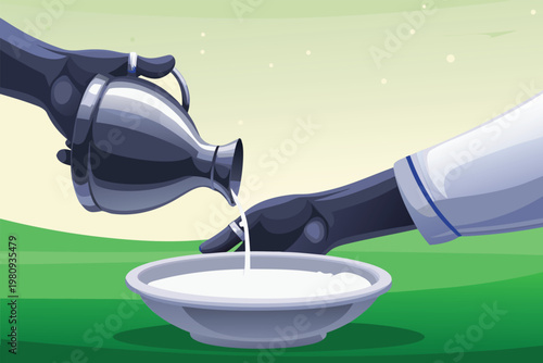 Traditional Hand Washing Ritual Scene Vector Illu