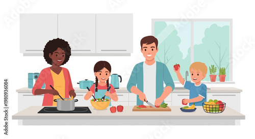 A diverse team of business people and students collaborate together on a laptop in a modern office classroom setting