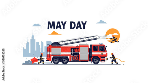 Fire truck emergency response vehicle.