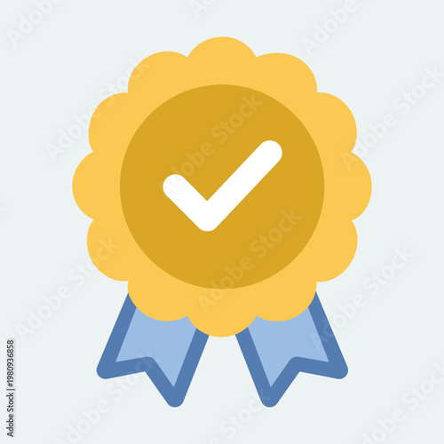 Quality Assurance Seal: A golden seal of approval, showcasing a checkmark, symbolizes trust and guarantee, ideal for branding concepts and product endorsements.