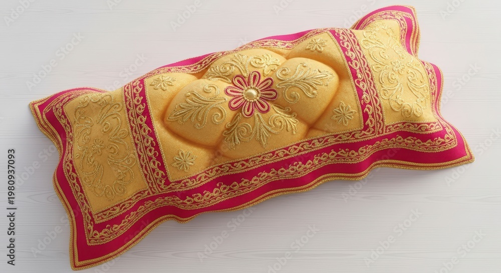 Fototapeta premium Yellow and red decorative pillow cover.