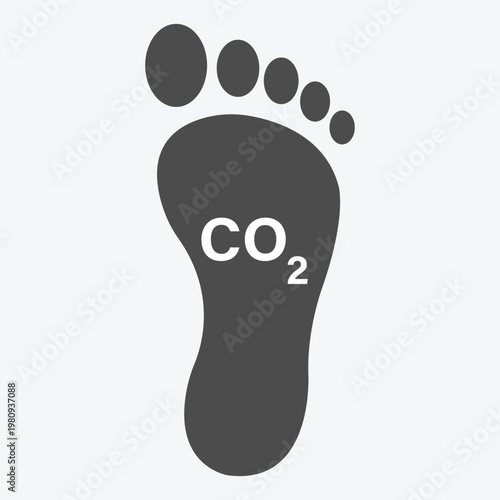 Carbon Footprint: An abstract depiction of the environmental impact, a footprint, representing the carbon dioxide emissions, with a minimalist design symbolizing sustainability.
