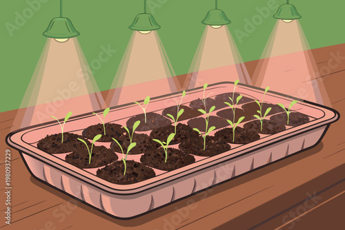 Vertical Farm Seed Germination Close up Scene Vec