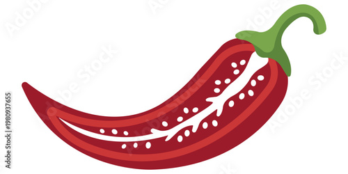 Spicy Delight: A vibrant chili pepper sliced open, revealing its intricate interior, ready to add a burst of flavor and heat.