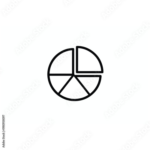 Simple black and white pie chart with five unevenly sized segments