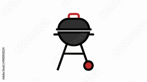 Minimalist charcoal barbecue grill icon representing outdoor cooking and summer gatherings, perfect for web graphics, mobile app interfaces, and casual event promotions
