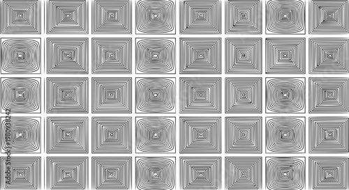 Seamless monochrome striped square tile pattern vector concentric geometric ornamental swatch design