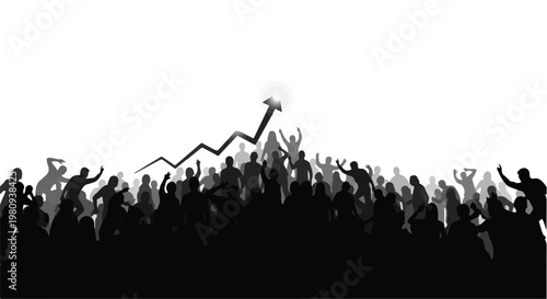 black silhouette crowd celebrating with fireworks