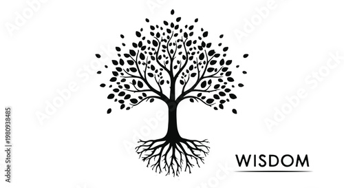 tree of wisdom symbol with roots and leaves