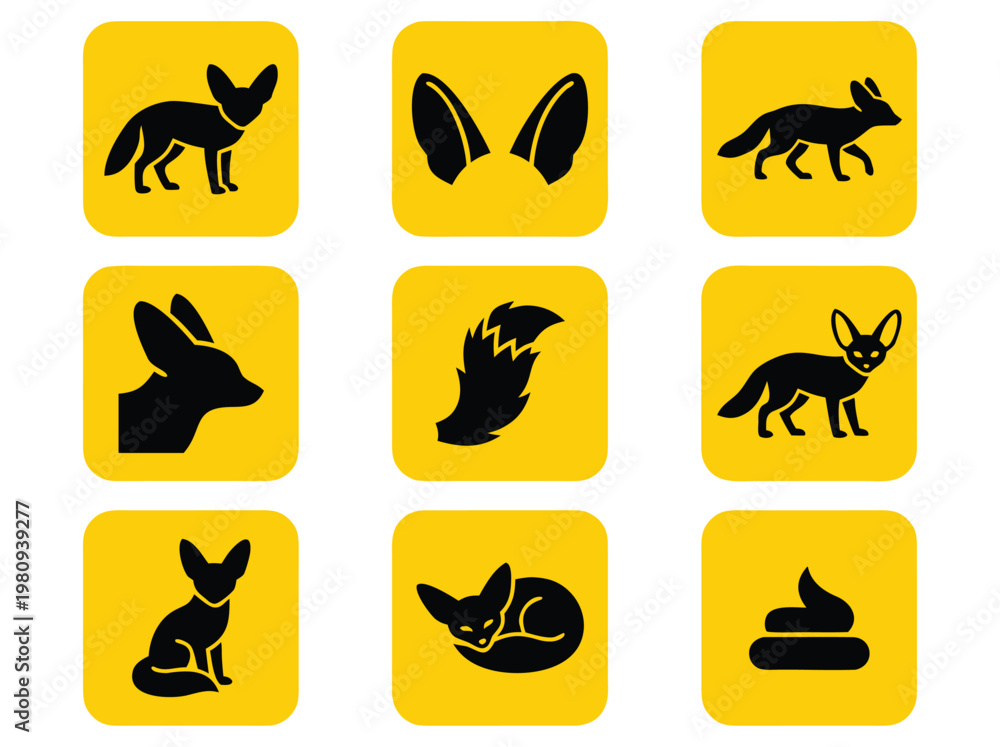 Fototapeta premium Fennec Fox Icons Set.