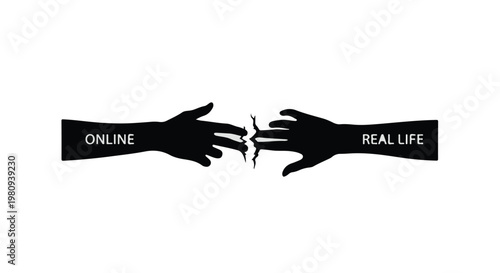 online vs real life social media concept