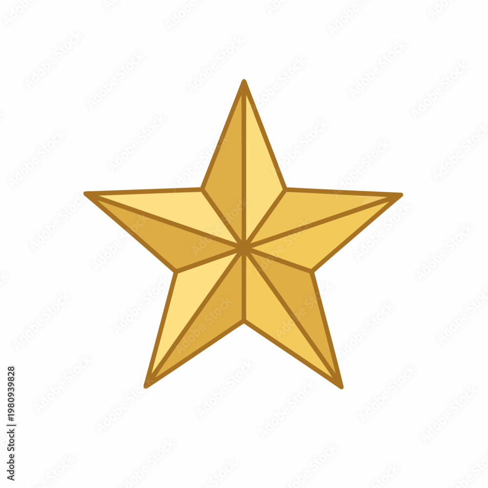 Obraz premium Golden star illustration shines brightly on white background