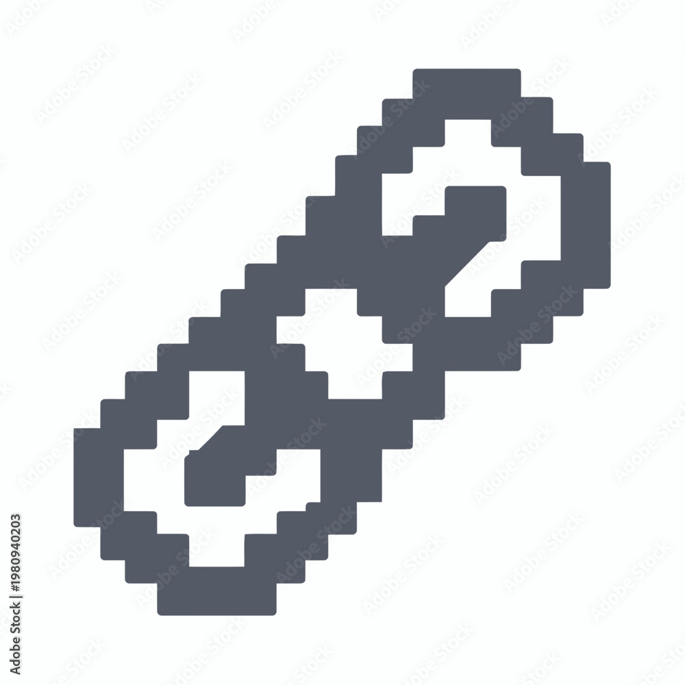 Fototapeta premium A pixelated image of a question mark and an exclamation point chained together