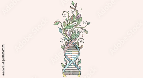 Colorful DNA double helix structure.