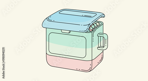 Colorful portable cooler box container.