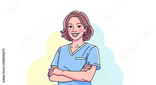 Smiling Female Medical Professional Illustration.