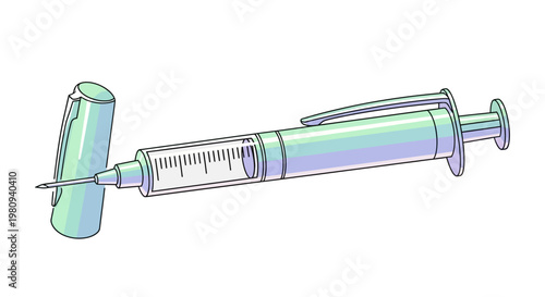 Medical Syringe with Needle Attached Closeup.
