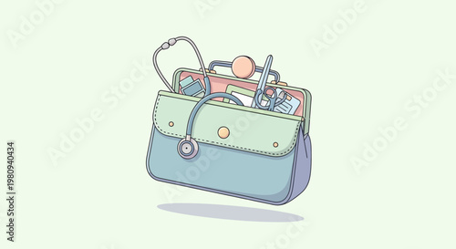 Blue leather ladies fashion handbag.