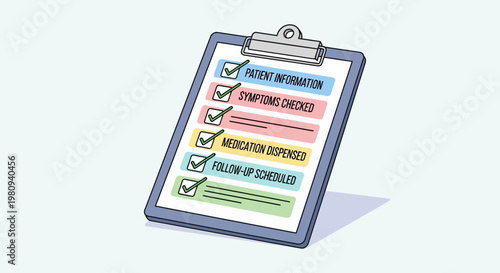 Clipboard with checklist on paper sheet.