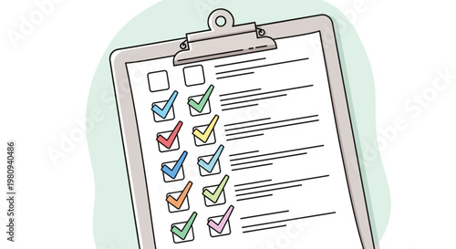 Clipboard with Checklist and Checkbox.