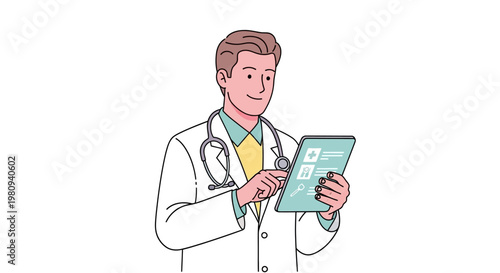 Doctor holding a digital tablet.