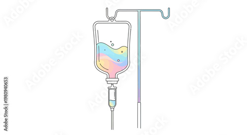 Medical IV Drip with Colorful Liquid.