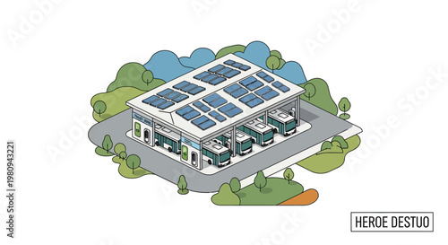 Solar Panels on Industrial Building Roof.