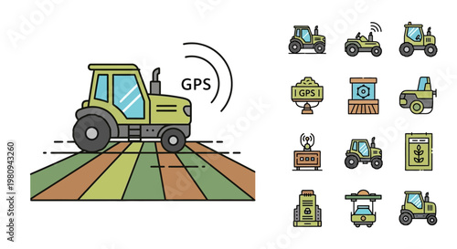 Tractor with GPS navigation system.